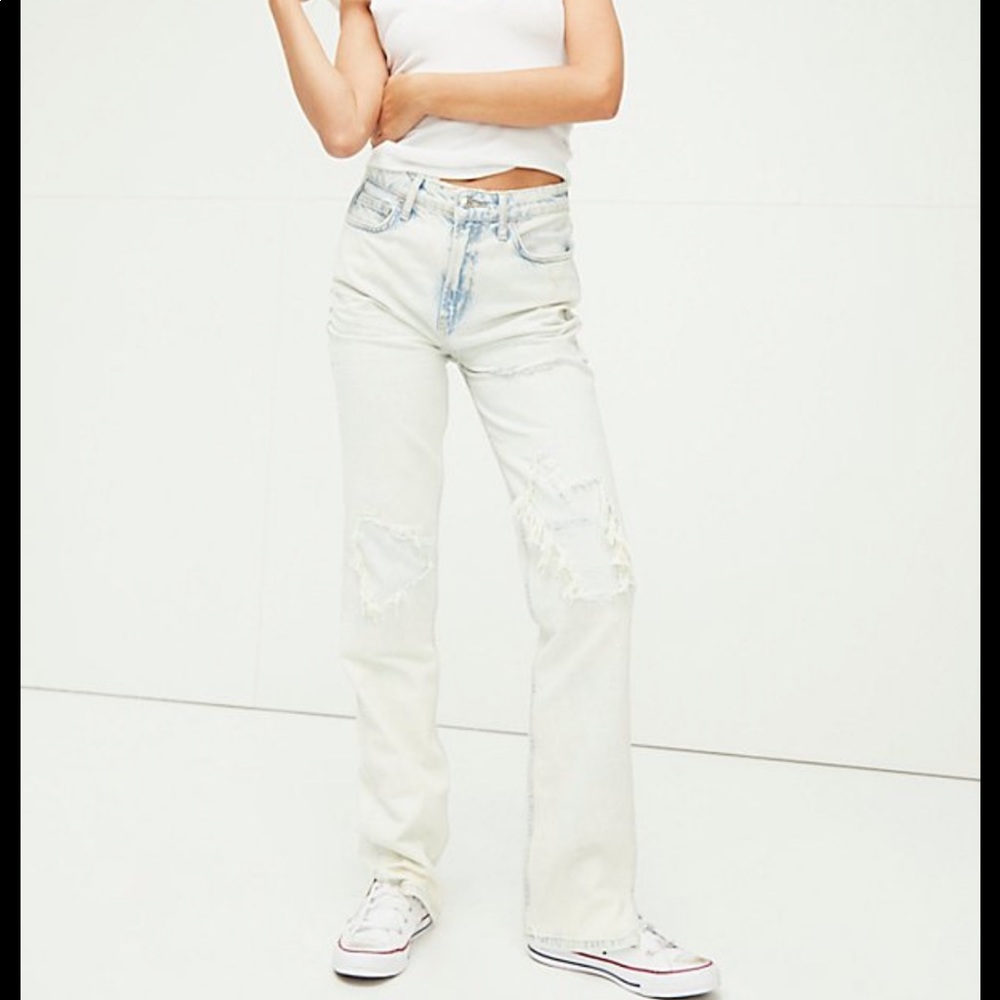FREE PEOPLE My Own Lane Jeans in Bleach Wash 28